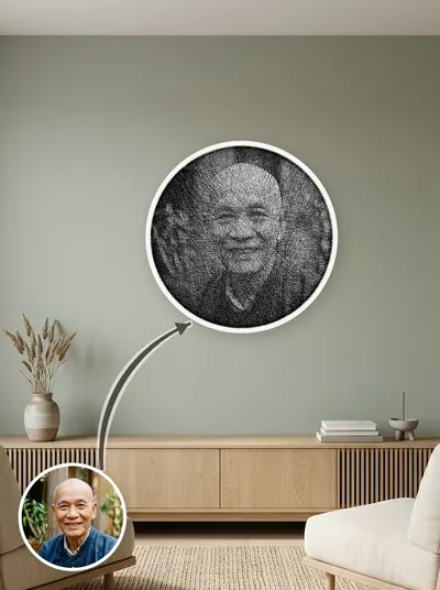String art chân dung làm theo yêu cầu từ ảnh khách, treo tường phòng khách — mẫu 30